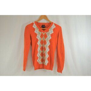 Tommy Hilfiger Sweater Orange Tartan Size Extra Small 100% Pima Cotton XS